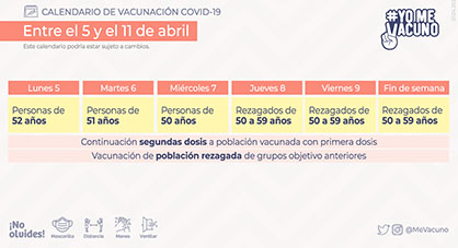 CALENDARIO VACUNACION PRIMERA DOSIS CONTRA COVID 19