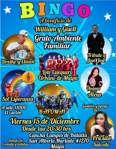 BINGO A BENEFICIO DE WILLIAM Y GISELL